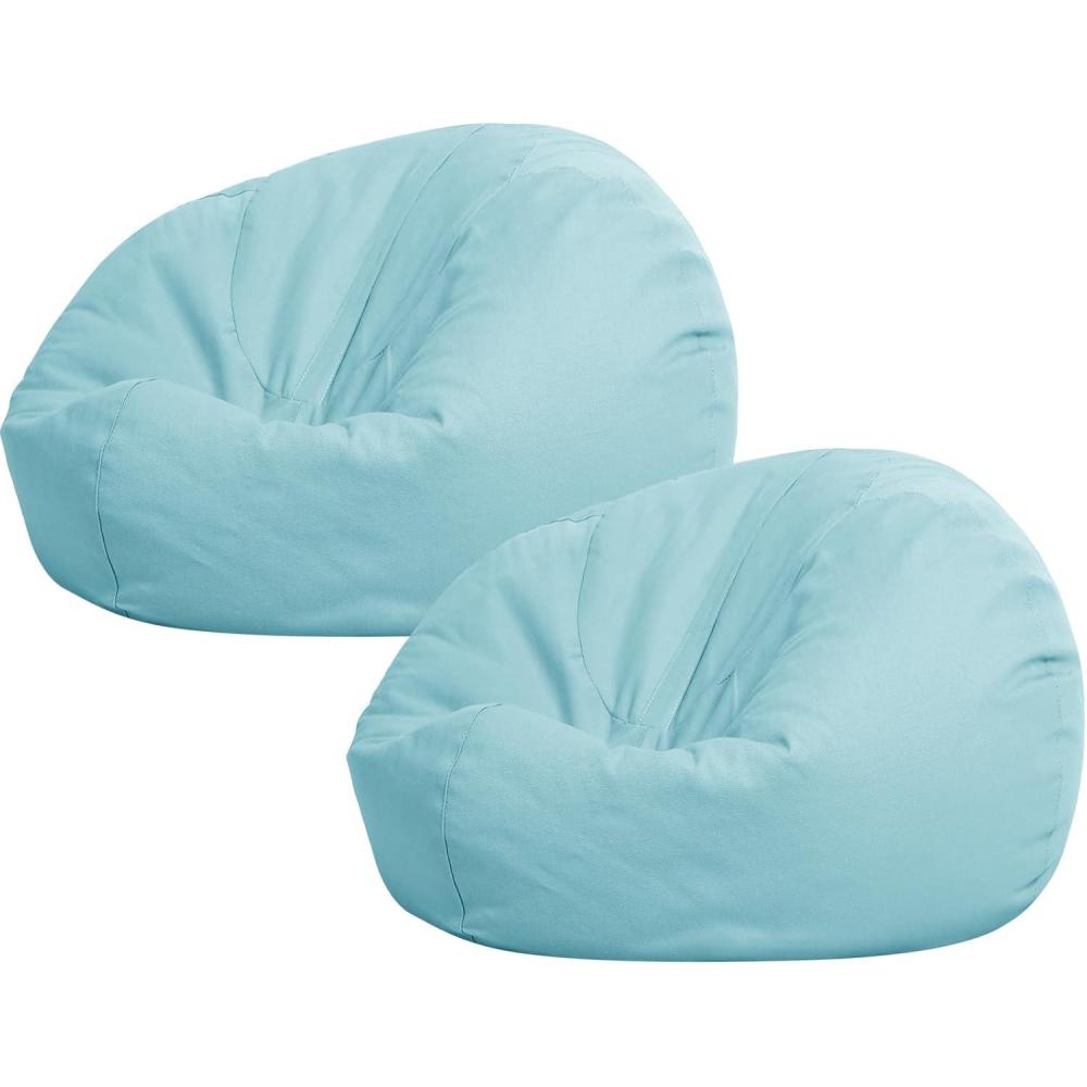 imageSliner 2 Pcs Large Stuffed Storage Bean Bag Chair Cover for Kids Adults no Filler Stuffable Zipper Beanbag Cover for Organizing Plush Toys or Memory FoamGreenLarge  Green