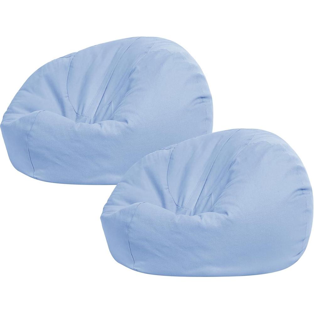 imageSliner 2 Pcs Stuffed Animal Storage Bean Bag Chair Cover for Kids Adults no Filler Large Stuffable Zipper Beanbag Cover for Organizing Plush Toys or Memory FoamGreen SmallBlue