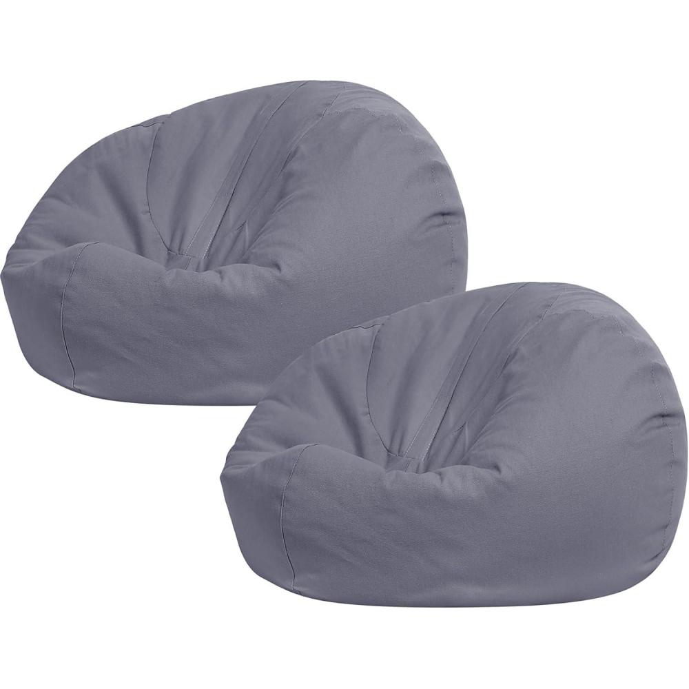 imageSliner 2 Pcs Stuffed Animal Storage Bean Bag Chair Cover for Kids Adults no Filler Large Stuffable Zipper Beanbag Cover for Organizing Plush Toys or Memory FoamGreen SmallGrey