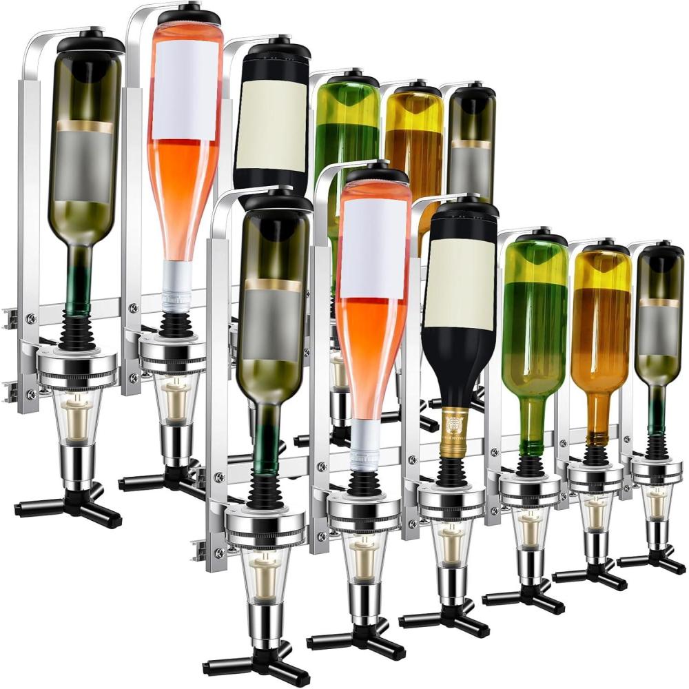 imageSliner 2 Pcs Wall Mounted 6 Bottle Liquor Dispenser Liquor Wine Dispenser Bar Butler Machine for Home Cocktail Drink Alcohol Whiskey Bar Party