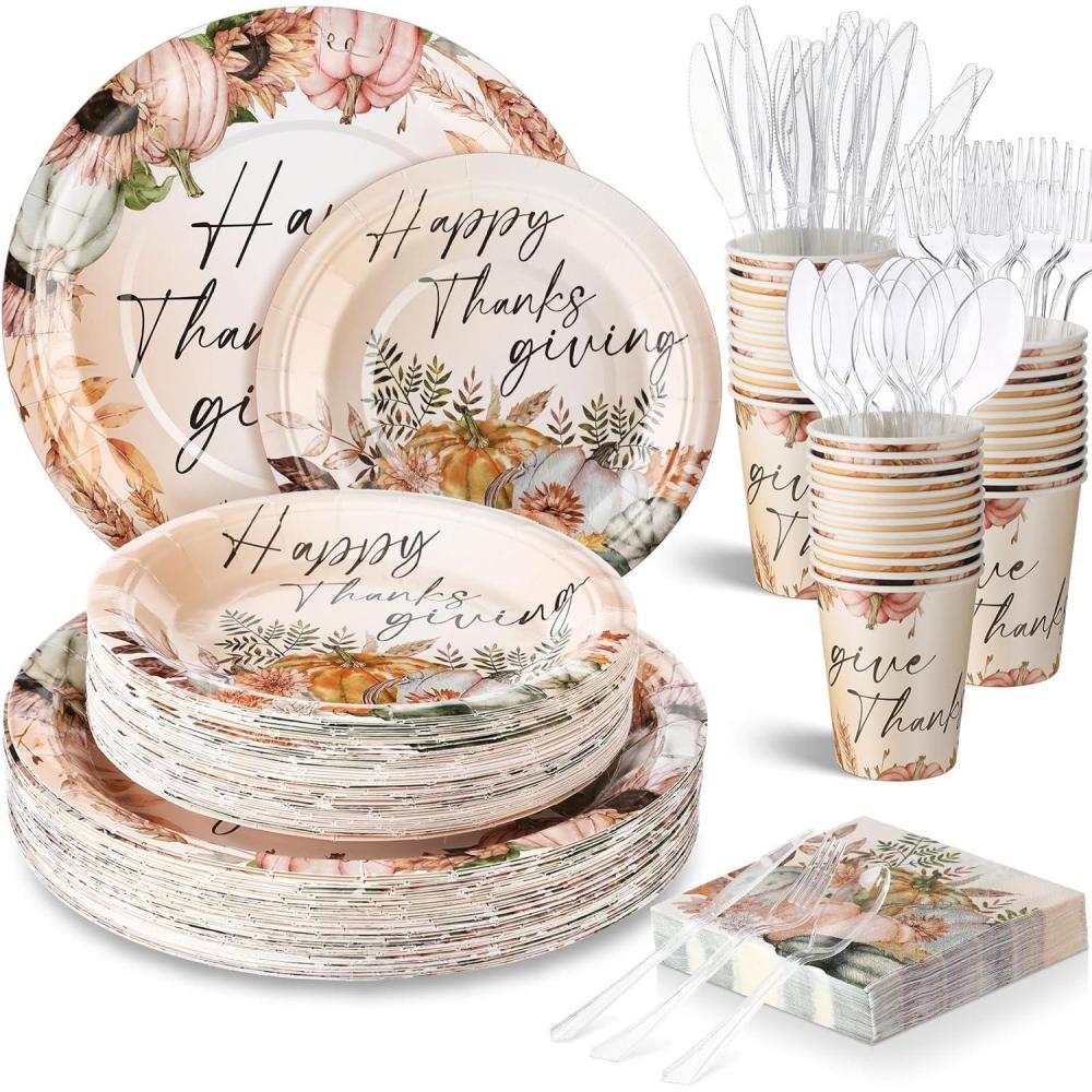 imageSliner 350 Pcs Christmas Paper Plates and Napkins Set Disposable Xmas Tableware Dinnerware Party Supplies Includes 100 Paper Plates 50 Cups 50 Napkins 50 Sets Knives Forks and Spoons for 50 guestsPastel Colors