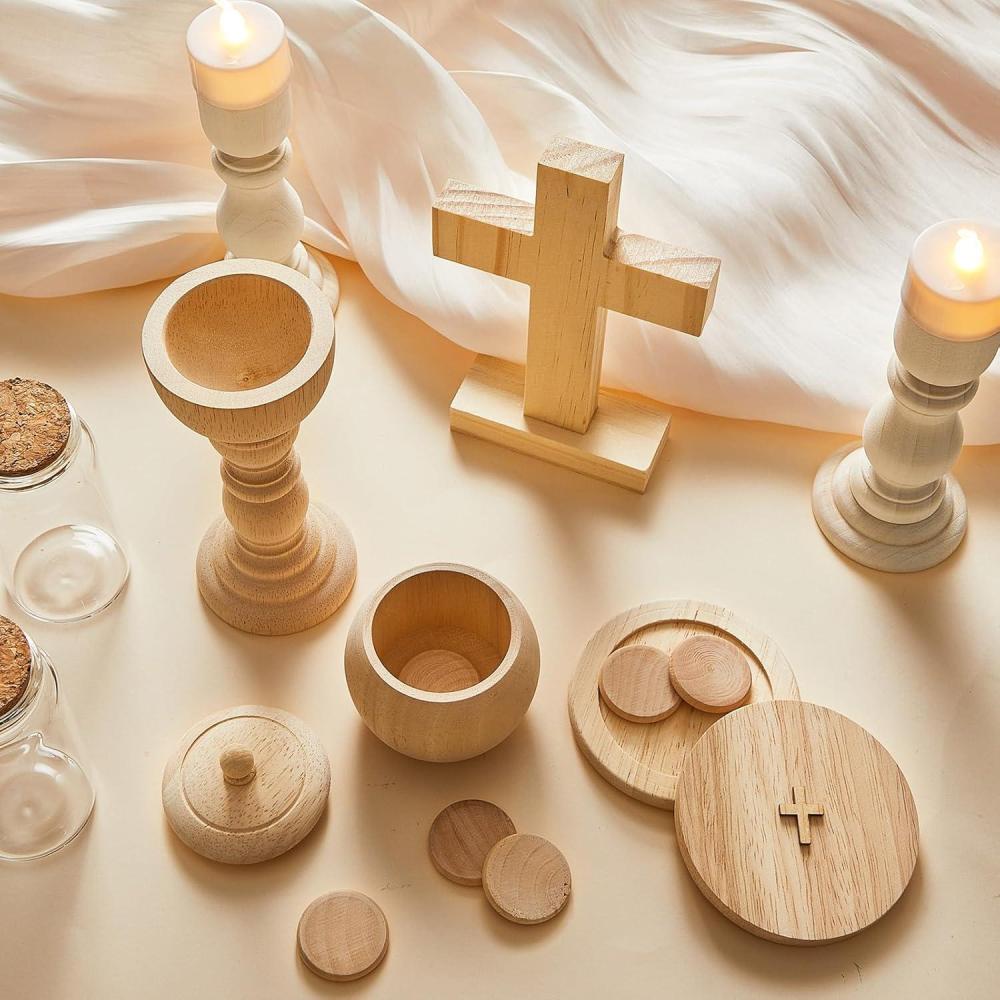imageSliner Catholic Gifts for Kids Mass Kit Wooden Mass Play Set My First Communion Gift Catholic Toys Set Baby Holy Baptism Gifts for Children Priest Churches Birthday Easter Party DecorSimple ColorSimple Color