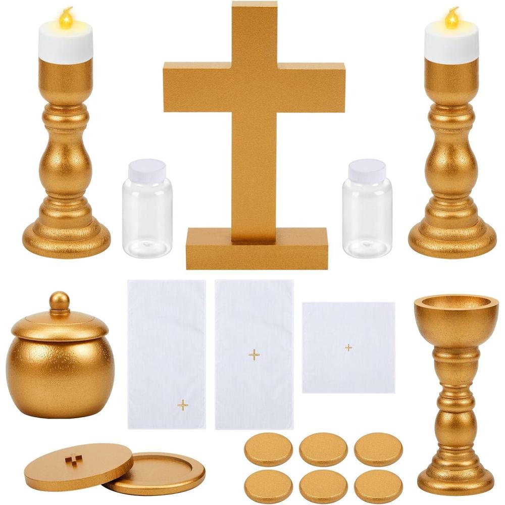 imageSliner Catholic Gifts for Kids Mass Kit Wooden Mass Play Set My First Communion Gift Catholic Toys Set Baby Holy Baptism Gifts for Children Priest Churches Birthday Easter Party DecorSimple ColorBright Color