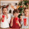 Sliner 10 Pcs Christmas Plastic Cups with Lid and Straw 24oz Reusable Christmas Plastic Cups Thick Xmas Party Drinking Tumblers for Iced Coffee Xmas Party Supplies(Red, Gold)(Red  Gold)
