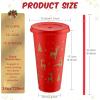 Sliner 10 Pcs Christmas Plastic Cups with Lid and Straw 24oz Reusable Christmas Plastic Cups Thick Xmas Party Drinking Tumblers for Iced Coffee Xmas Party Supplies(Red, Gold)(Red  Gold)