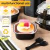 Sliner 100 Pcs 10 oz Mini Cake Pans with Lids Aluminum Foil Disposable Ramekins Mini Cake Cups with Spork Sticker Square Cupcake Cups Baking Tins for Kitchen Party Wedding Birthday(Gold Silver)(Black Silver)