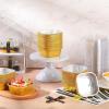 Sliner 100 Pcs 10 oz Mini Cake Pans with Lids Aluminum Foil Disposable Ramekins Mini Cake Cups with Spork Sticker Square Cupcake Cups Baking Tins for Kitchen Party Wedding Birthday(Gold Silver)(Gold Silver)