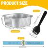 Sliner 100 Pcs 10 oz Mini Cake Pans with Lids Aluminum Foil Disposable Ramekins Mini Cake Cups with Spork Sticker Square Cupcake Cups Baking Tins for Kitchen Party Wedding Birthday(Gold Silver)(Silver)