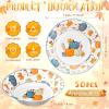 Sliner 100 Pcs 16 oz Thanksgiving Paper Bowl Pumpkin Autumn Maple Leaves Disposable Fall Thanksgiving Soup Bowl for Holiday Party Snack Dessert Salad Milk Cereal Serving Catering Event Supplies(50)