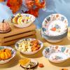 Sliner 100 Pcs 16 oz Thanksgiving Paper Bowl Pumpkin Autumn Maple Leaves Disposable Fall Thanksgiving Soup Bowl for Holiday Party Snack Dessert Salad Milk Cereal Serving Catering Event Supplies(50)