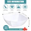 Sliner 100 Pcs Square Plastic Bowls 8 oz Plastic Serving Bowls Disposable Chip Containers for Parties Snack Fruit Candy Containers for Candy Buffet Salad Bar Buffet Party Supplies(Clear)(White)