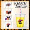 Sliner 100 Sets 12 oz Happy Halloween Cups Clear Plastic Disposable Cups with Lids and Paper Straws Halloween Party Supplies for Party Coffee Beer Beverage Ice Cream Snack Candy