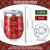 Sliner 12 Pack Christmas Wine Tumbler 12 oz Christmas Stainless Steel Wine Glass Christmas Gift Tumbler Cup with Straw and Brush Santa Elk Coffee Mug Holiday Gift for Xmas Party Favor (Snowman)(Gingerbread)