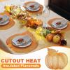 Sliner 12 Pack Fall Halloween Thanksgiving Placemats Autumn Pumpkin Place Mats, 17 x 16 Inch Pressed Vinyl Metallic Thanksgiving Table Decorations for Party Kitchen Dinning (Sliver)(Bronze)