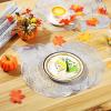 Sliner 12 Pack Fall Halloween Thanksgiving Placemats Autumn Pumpkin Place Mats, 17 x 16 Inch Pressed Vinyl Metallic Thanksgiving Table Decorations for Party Kitchen Dinning (Sliver)(Silver)