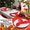 Sliner 12 Pcs Christmas Red Cloth Napkins Set 17 x 17 Inch Embroidered Seasonal Sayings Dinner Fabric Napkins Washable Wishes Grateful Blessed Merry Christmas Napkin for Holiday Kitchen Party(Red)