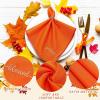 Sliner 12 Pcs Christmas Red Cloth Napkins Set 17 x 17 Inch Embroidered Seasonal Sayings Dinner Fabric Napkins Washable Wishes Grateful Blessed Merry Christmas Napkin for Holiday Kitchen Party(Orange)