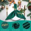Sliner 12 Pcs Christmas Red Cloth Napkins Set 17 x 17 Inch Embroidered Seasonal Sayings Dinner Fabric Napkins Washable Wishes Grateful Blessed Merry Christmas Napkin for Holiday Kitchen Party(Green)