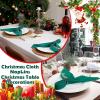 Sliner 12 Pcs Christmas Red Cloth Napkins Set 17 x 17 Inch Embroidered Seasonal Sayings Dinner Fabric Napkins Washable Wishes Grateful Blessed Merry Christmas Napkin for Holiday Kitchen Party(Green)