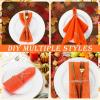 Sliner 12 Pcs Christmas Red Cloth Napkins Set 17 x 17 Inch Embroidered Seasonal Sayings Dinner Fabric Napkins Washable Wishes Grateful Blessed Merry Christmas Napkin for Holiday Kitchen Party(Orange)