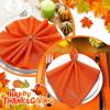 Sliner 12 Pcs Christmas Red Cloth Napkins Set 17 x 17 Inch Embroidered Seasonal Sayings Dinner Fabric Napkins Washable Wishes Grateful Blessed Merry Christmas Napkin for Holiday Kitchen Party(Orange)