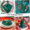 Sliner 12 Pcs Christmas Red Cloth Napkins Set 17 x 17 Inch Embroidered Seasonal Sayings Dinner Fabric Napkins Washable Wishes Grateful Blessed Merry Christmas Napkin for Holiday Kitchen Party(Green)