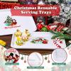 Sliner 12 Pcs Christmas Serving Trays Christmas Platters Christmas Trays Large Cookie Platter Reusable Food Plates 13″ x 10″ Holiday Kitchen Dinnerware for Party Supplies(Christmas Tree)(Assorted Styles)