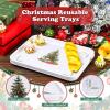 Sliner 12 Pcs Christmas Serving Trays Christmas Platters Christmas Trays Large Cookie Platter Reusable Food Plates 13″ x 10″ Holiday Kitchen Dinnerware for Party Supplies(Christmas Tree)(Christmas Tree)