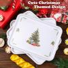 Sliner 12 Pcs Christmas Serving Trays Christmas Platters Christmas Trays Large Cookie Platter Reusable Food Plates 13″ x 10″ Holiday Kitchen Dinnerware for Party Supplies(Christmas Tree)(Christmas Tree)