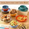 Sliner 12 Pcs Wheat Straw Dinnerware Sets Plates and Bowls, 6 Pcs 9 Inch Dinner Plates 6 Pcs 28 oz Unbreakable Cereal Bowls Lightweight Reusable Plastic Dinnerware Dishwasher Microwave Safe, 6 Color