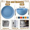 Sliner 12 Pcs Wheat Straw Dinnerware Sets Plates and Bowls, 6 Pcs 9 Inch Dinner Plates 6 Pcs 28 oz Unbreakable Cereal Bowls Lightweight Reusable Plastic Dinnerware Dishwasher Microwave Safe, 6 Color