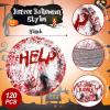 Sliner 120 Pieces Halloween Plates Bulk 9 Inch Round Paper Plates Halloween Party Decorations Red Handprint Disposable Decorations for Party Tableware Supplies, 2 Styles