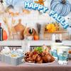 Sliner 180 Pcs Fall Party Plates and Napkins, Fall Party Supplies Include Paper Plates Napkins Cups Fork Disposable Tableware Set for Autumn Thanksgiving Decorations, Serves 30(Blue Car Pumpkin)(Blue Car Pumpkin)