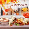 Sliner 180 Pcs Fall Party Plates and Napkins, Fall Party Supplies Include Paper Plates Napkins Cups Fork Disposable Tableware Set for Autumn Thanksgiving Decorations, Serves 30(Blue Car Pumpkin)(Colored Turkey)