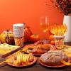 Sliner 180 Pcs Fall Party Plates and Napkins, Fall Party Supplies Include Paper Plates Napkins Cups Fork Disposable Tableware Set for Autumn Thanksgiving Decorations, Serves 30(Blue Car Pumpkin)(Orange Pumpkin)