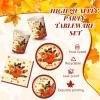 Sliner 180 Pcs Fall Party Plates and Napkins, Fall Party Supplies Include Paper Plates Napkins Cups Fork Disposable Tableware Set for Autumn Thanksgiving Decorations, Serves 30(Blue Car Pumpkin)(Colored Turkey)
