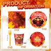 Sliner 180 Pcs Fall Party Plates and Napkins, Fall Party Supplies Include Paper Plates Napkins Cups Fork Disposable Tableware Set for Autumn Thanksgiving Decorations, Serves 30(Blue Car Pumpkin)(Bright Turkey)