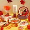 Sliner 180 Pcs Fall Party Plates and Napkins, Fall Party Supplies Include Paper Plates Napkins Cups Fork Disposable Tableware Set for Autumn Thanksgiving Decorations, Serves 30(Blue Car Pumpkin)(Colored Turkey)
