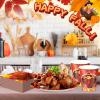 Sliner 180 Pcs Fall Party Plates and Napkins, Fall Party Supplies Include Paper Plates Napkins Cups Fork Disposable Tableware Set for Autumn Thanksgiving Decorations, Serves 30(Blue Car Pumpkin)(Bright Turkey)