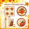 Sliner 180 Pcs Fall Party Plates and Napkins, Fall Party Supplies Include Paper Plates Napkins Cups Fork Disposable Tableware Set for Autumn Thanksgiving Decorations, Serves 30(Blue Car Pumpkin)(Colored Turkey)