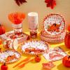 Sliner 180 Pcs Fall Party Plates and Napkins, Fall Party Supplies Include Paper Plates Napkins Cups Fork Disposable Tableware Set for Autumn Thanksgiving Decorations, Serves 30(Blue Car Pumpkin)(Red Car Pumpkin)