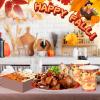 Sliner 180 Pcs Fall Party Plates and Napkins, Fall Party Supplies Include Paper Plates Napkins Cups Fork Disposable Tableware Set for Autumn Thanksgiving Decorations, Serves 30(Blue Car Pumpkin)(Orange Pumpkin)