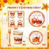 Sliner 180 Pcs Fall Party Plates and Napkins, Fall Party Supplies Include Paper Plates Napkins Cups Fork Disposable Tableware Set for Autumn Thanksgiving Decorations, Serves 30(Blue Car Pumpkin)(Red Car Pumpkin)