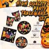 Sliner 180 Pcs Halloween Party Supplies Plates Napkins Cups Serve 30 Halloween Disposable Paper Dinner Dessert Plates Spooky Napkins Cocktail Beverage Cups Plastic Fork Set (Multicolor,Cute Style)(Multicolor)
