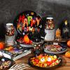Sliner 180 Pcs Halloween Party Supplies Plates Napkins Cups Serve 30 Halloween Disposable Paper Dinner Dessert Plates Spooky Napkins Cocktail Beverage Cups Plastic Fork Set (Multicolor,Cute Style)(Multicolor)