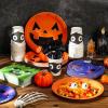 Sliner 180 Pcs Halloween Party Supplies Plates Napkins Cups Serve 30 Halloween Disposable Paper Dinner Dessert Plates Spooky Napkins Cocktail Beverage Cups Plastic Fork Set (Multicolor,Cute Style)(Colorful)