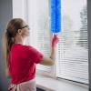 Sliner 2 Pcs Cobweb Duster Bendable Fan Duster Plastic Dust Cleaner Microfiber Head Ceiling Brush Reusable Dirt Remover for Fan Air Conditioning Home Vents Shutters (Blue)(Blue)