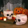 Sliner 2 Pcs Halloween Skeleton Skull Bowl and Cup – Figurine Candy Dish, Candle Holder, Planter Pot for Party Home Bar Decor