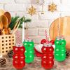 Sliner 20 Pack Christmas Plastic Juice Bottle 17 Oz Snowman Shaped Reusable Water Bottles with Lids and Straws Empty Milk Beverage Bottle Juicing Drink Containers for Christmas Party Favor Daily Use