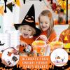 Sliner 20 Pcs 34 oz Halloween Candy Bucket Small Halloween Pail 100 Horror Stickers Halloween Cocktail Rum Buckets with Lid and Handle for Halloween Candy Drinks Food Container